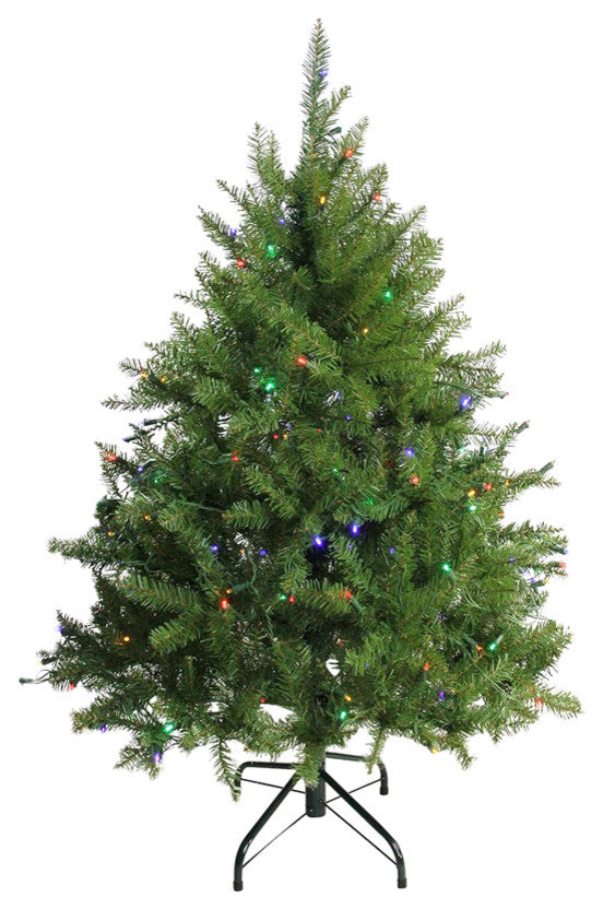 4' Pre-Lit Northern Pine Full Artificial Christmas Tree, Multicolor LED Lights