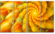 Rotating Yellow Fractal Flower, Floral Canvas Art Print, 48"x28", 4 Panels