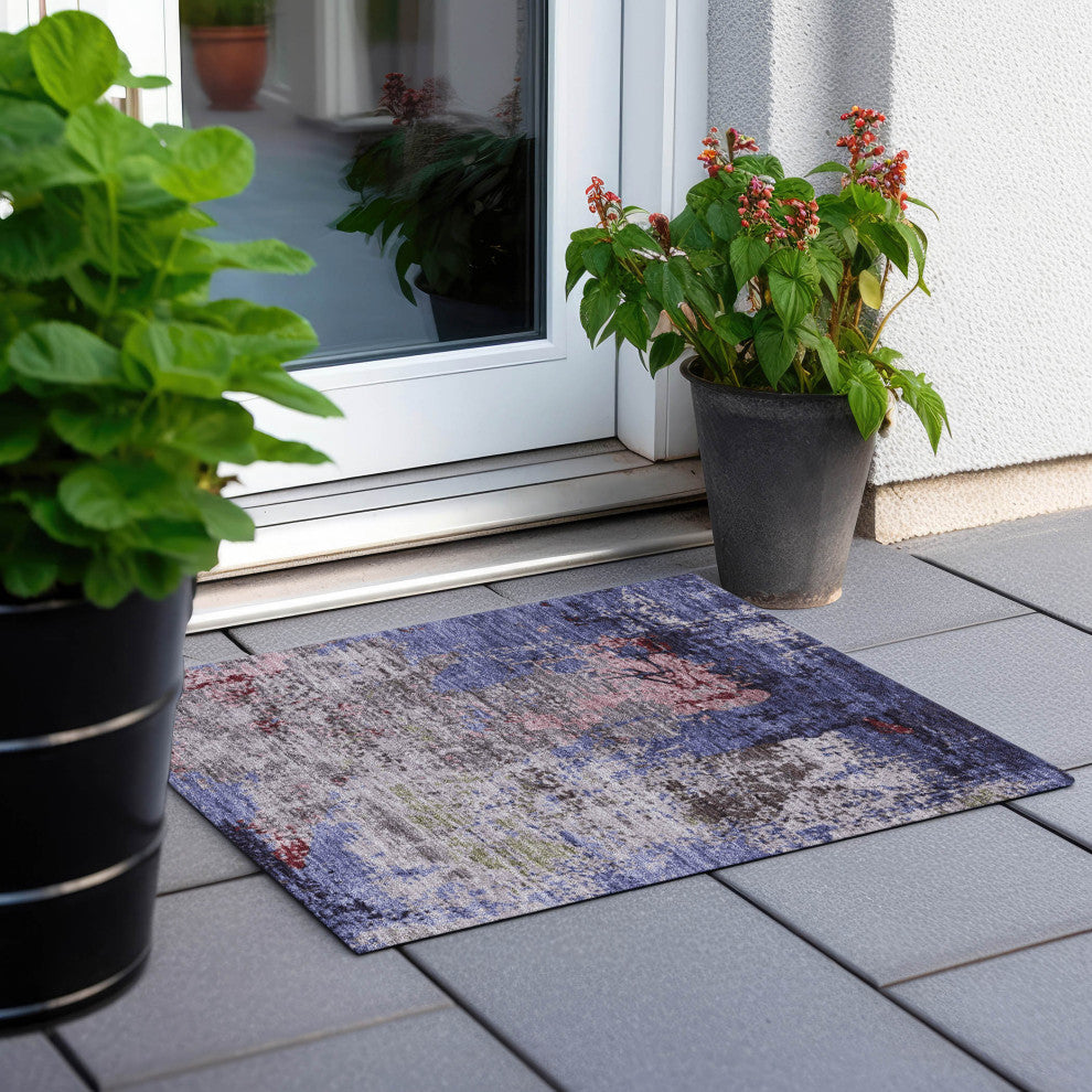 Machine Washable Indoor/Outdoor Chantille ACN1911 Plum 1'8" x 2'6" Rug