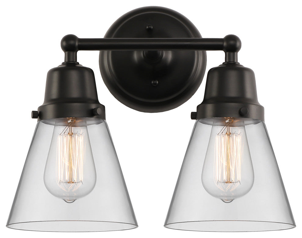 Innovations 623-2W-BK-G62 2-Light Bath Vanity Light, Matte Black
