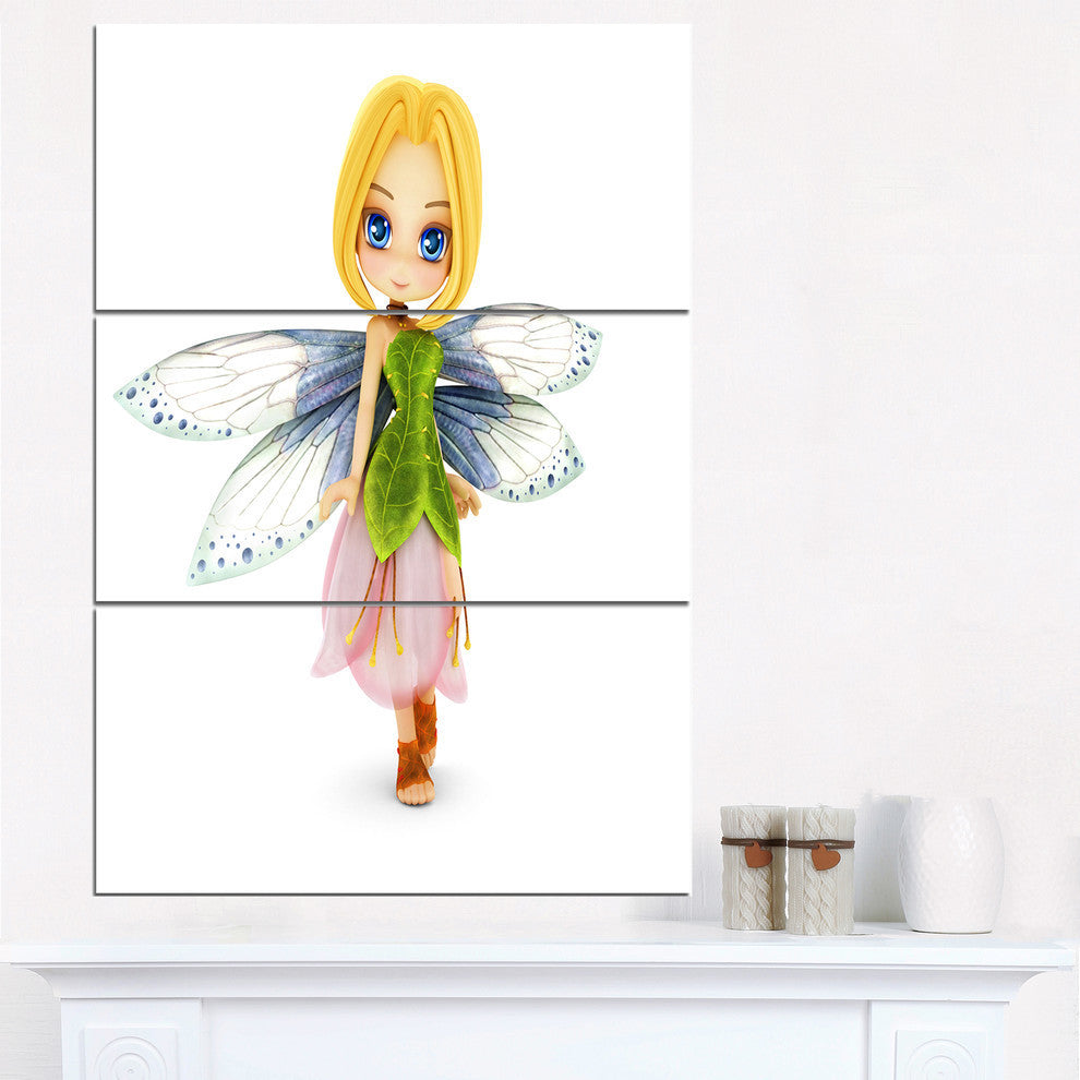 "Fairy Woman With Blue Wings" Metal Wall Art, 3 Panels, 28"x36"