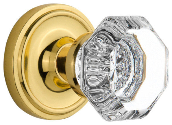Classic Rosette Passage Waldorf Knob, Unlacquered Brass