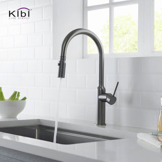 KIBI Hilo Single Handle Pull Down Kitchen Faucet, Titanium, W/O Soap Dispenser