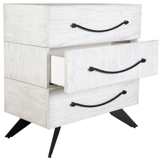 Full view of dresser on white background from an angled/side perspective; white-background alternate view.