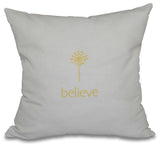 18"x18" Make A Wish, Word Print Pillow, Yellow