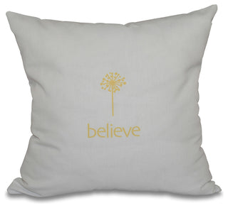 18"x18" Make A Wish, Word Print Pillow, Yellow