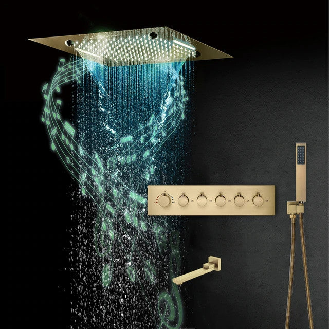 Led Musical Shower System With Hand Shower, Style 1- Remote Control