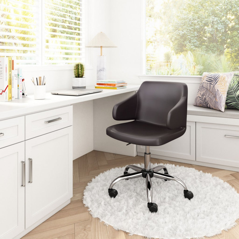Espresso Mid Century Mod Faux Leather Office Chair