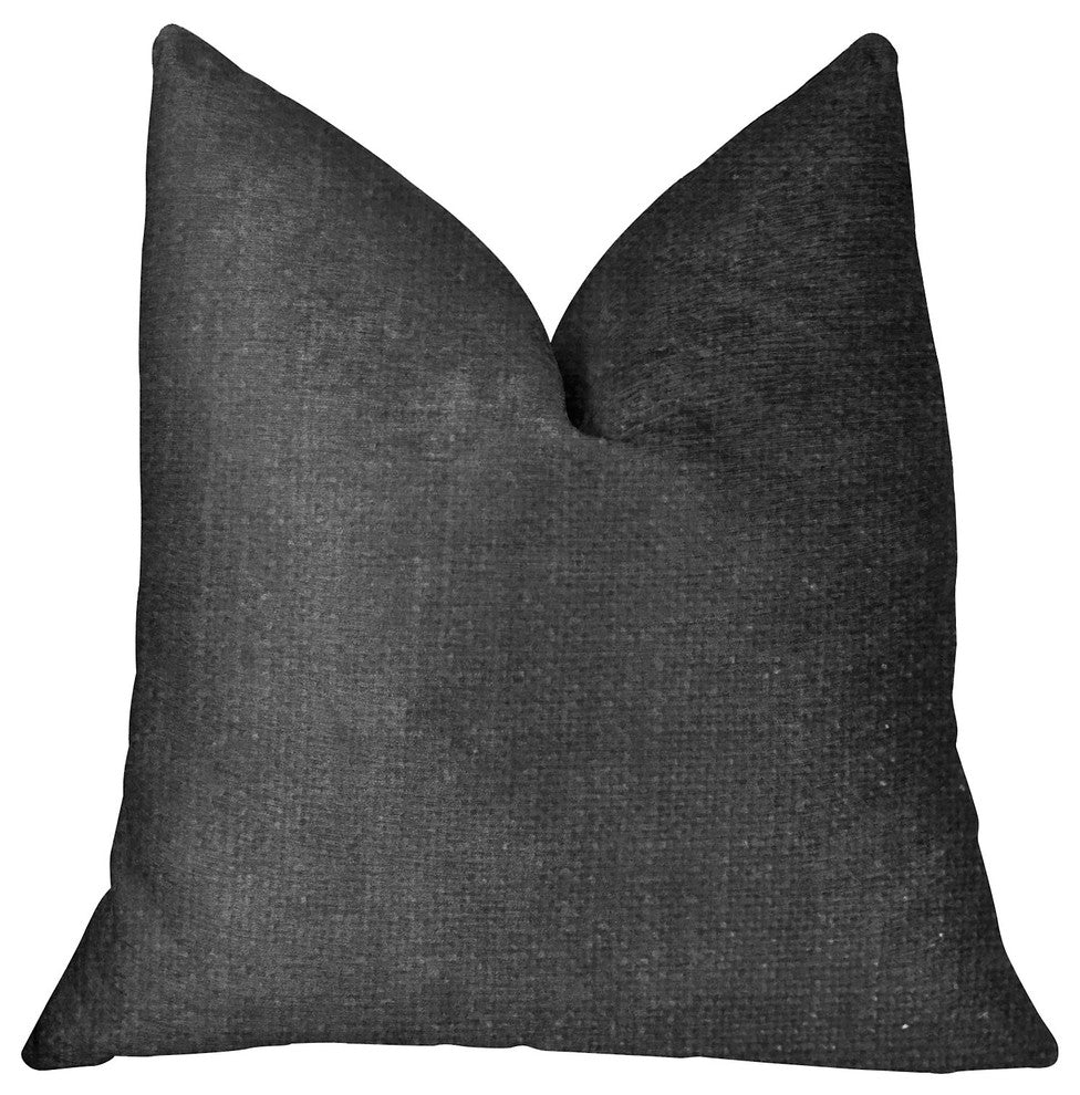 Luna Black Luxury Throw Pillow, 16"x16"