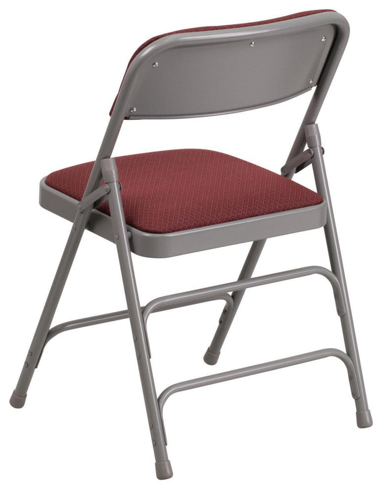 2 Pack HERCULES Triple Braced & Double Hinged Upholstered Folding Chair, Burgundy Pattern