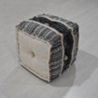 Contemporary Handmade Cotton Pouf, 14x14x14