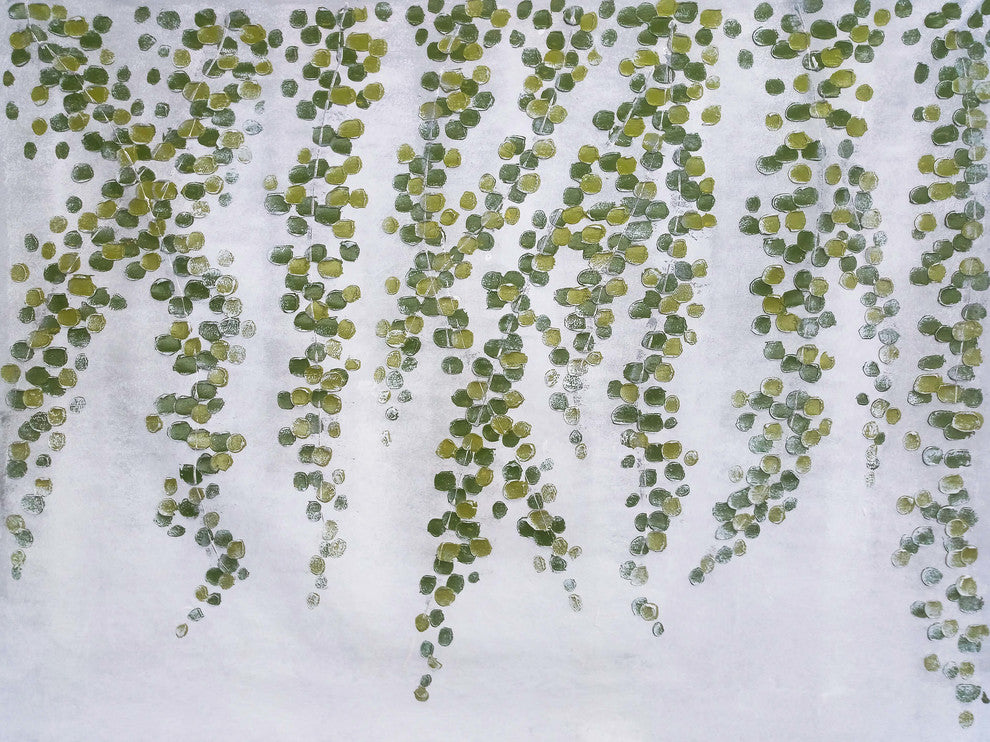 "Green Leaves" Hand Painted Canvas Art