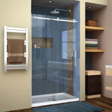 Enigma Air 44-48"Wx76"H Frameless Sliding Shower Door, Brushed Stainless Steel