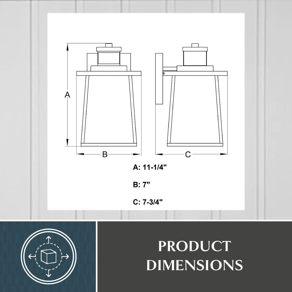 Geneva 7-in. W 1 Light Black Motion Sensor Dusk to Dawn Outdoor Wall Lantern