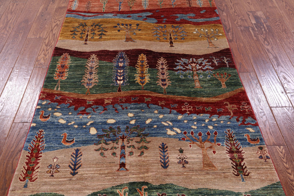 3' 11" X 5' 10" Tribal Persian Gabbeh Handmade Wool Rug - Q12293