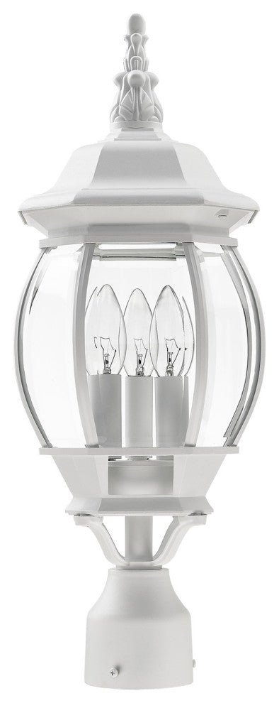 Textured White Traditional, Colonial, Outdoor Post Top Lantern
