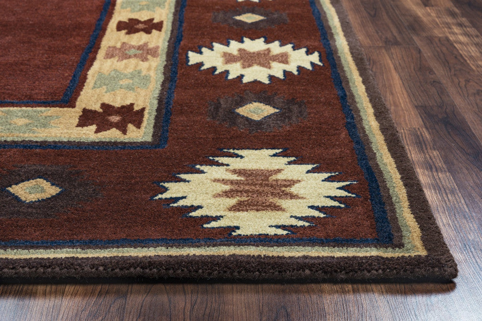 Southwest SU2014 Burgundy Southwest/Tribal Area Rug, Rectangular 8'x10'