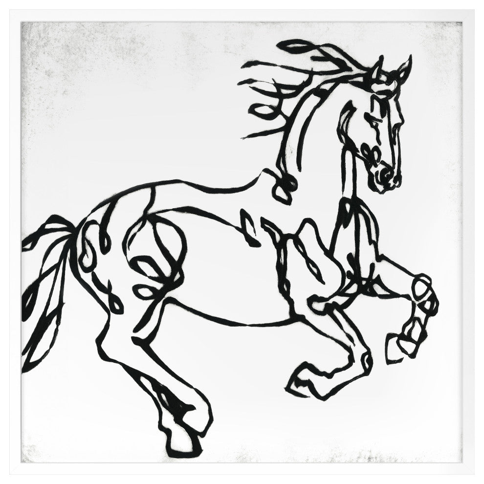Line Equine 1 Fine Art Print, White, 20"x20"