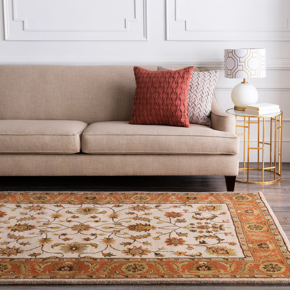 Surya Crowne CRN-6004 Traditional Area Rug, Beige, 8' Round