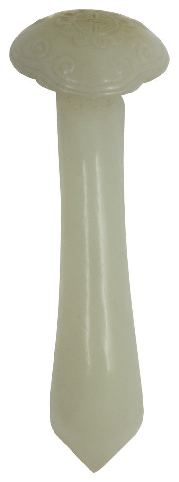 Carved Luyi Shape Natural Jade Pin With Longevity Graphic