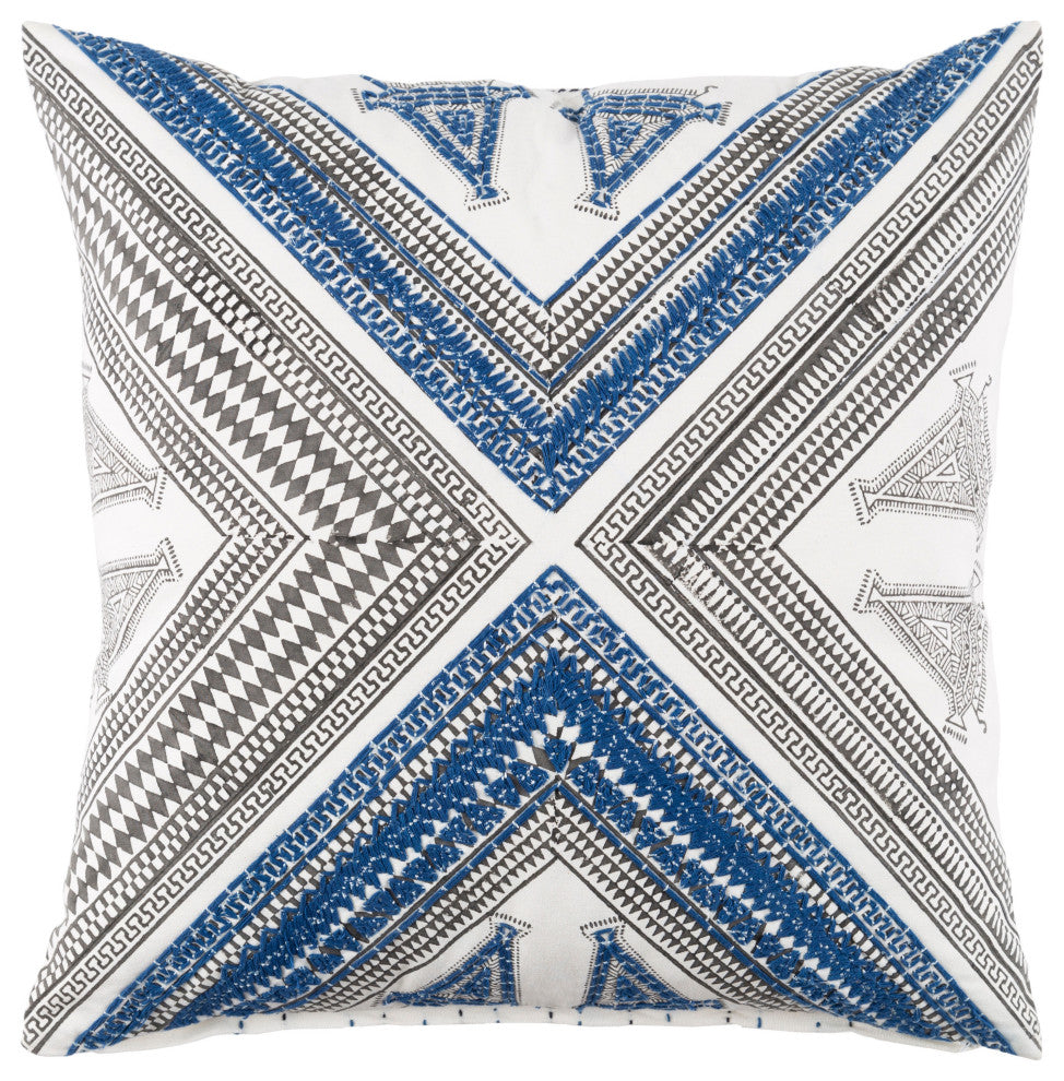 Surya Rufiji RUF-001 18"x18" Pillow Kit, Dark Brown/Navy/White