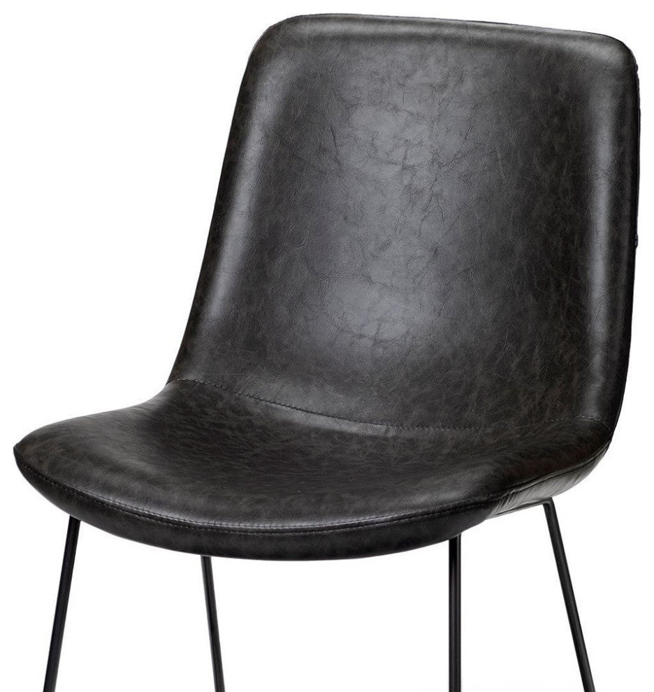 Black Upholstered Faux leather Side Chairs, Set of 2