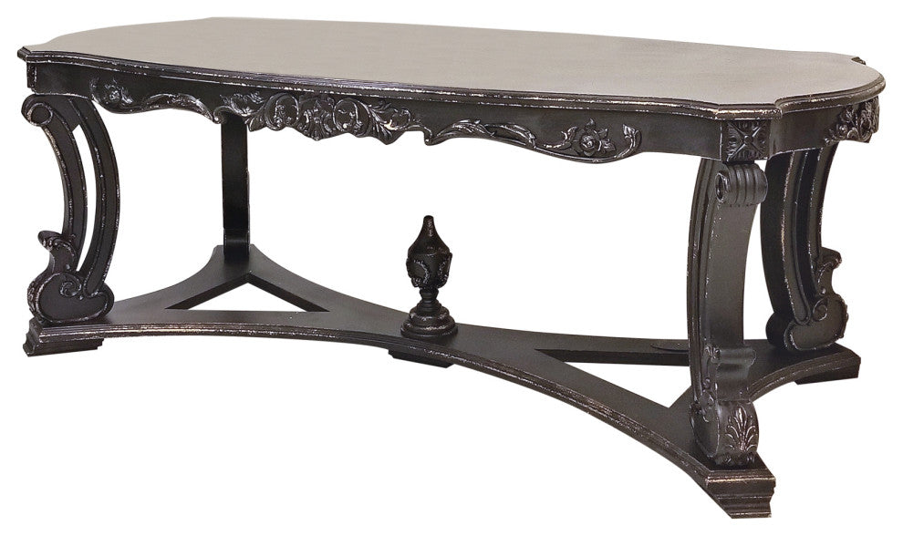 Oval French Wooden Table, Black