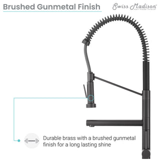 Nouvet Single Handle, Pull-Down Kitchen Faucet With Pot Filler, Gunmetal Grey