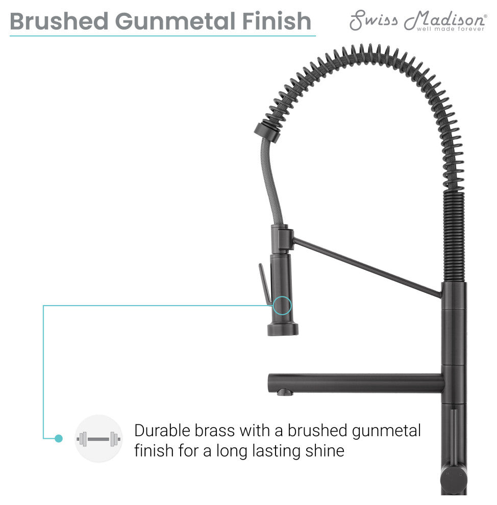 Nouvet Single Handle, Pull-Down Kitchen Faucet With Pot Filler, Gunmetal Grey