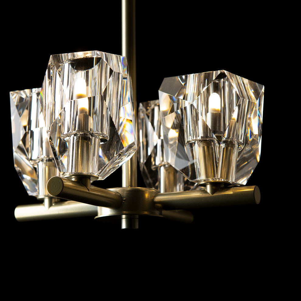 Gatsby 4-Light Semi-Flush/Pendant, Modern Brass Finish, Crystal Accents