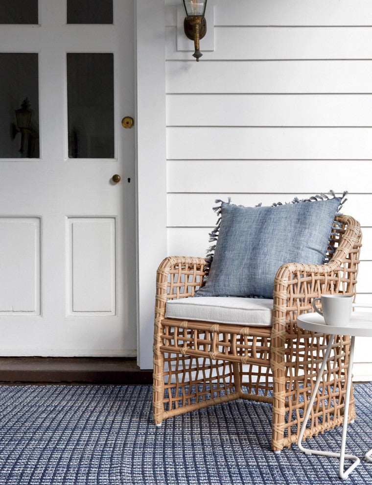 Dash & Albert Coco Blue Handwoven Indoor/Outdoor Rug, Blue, Runner-2'6" x 18'