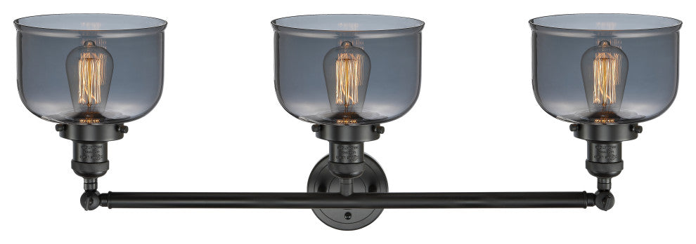Bell 3-Light 32" Bath Vanity Light, LED, Matte Black, Plated Smoke