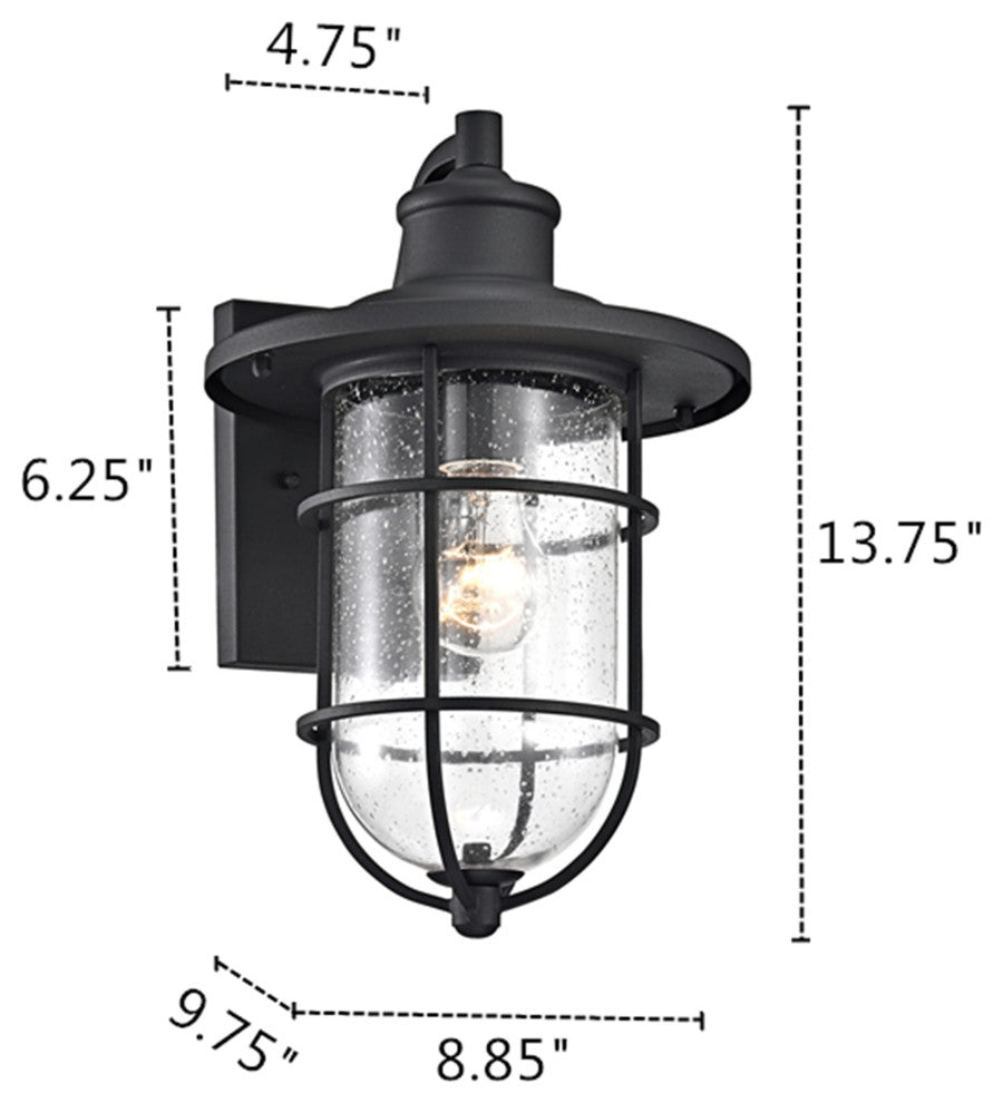CHLOE Lighting Markus Transitional 1-Light Textured Black Outdoor Wall Sconce
