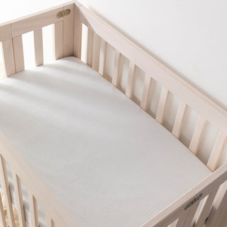 Mini Crib Sheet, GOTS Certified Organic Muslin Cotton, White