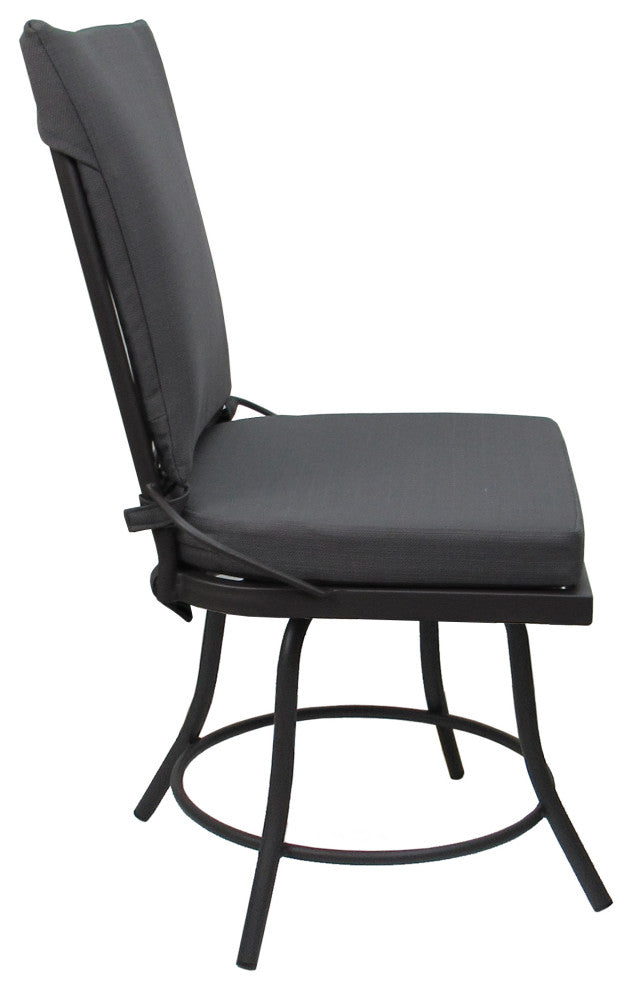 Outdoor/Indoor Patio Swivel Dining Chair Jamey Without Arms, Dark Gray Linen - Gray