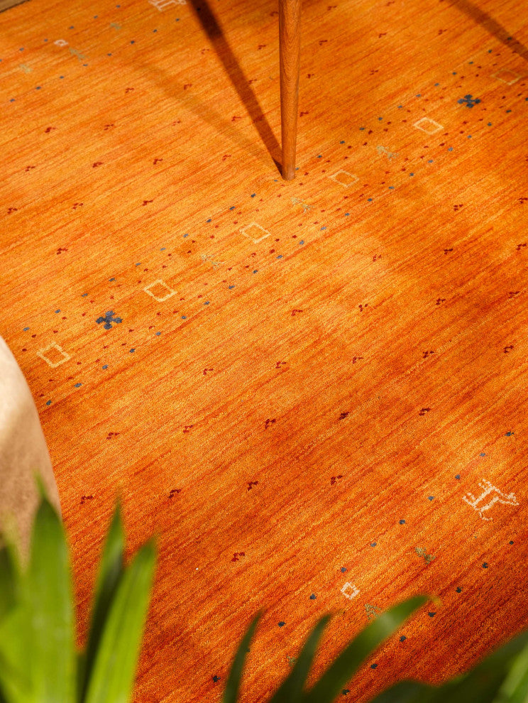 HAND KNOTTED LOOM WOOL ECO-FRIENDLY AREA RUGS- Rectangle, Orange, Contemporary