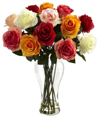 Assorted Blooming Roses With Vase, Assorted