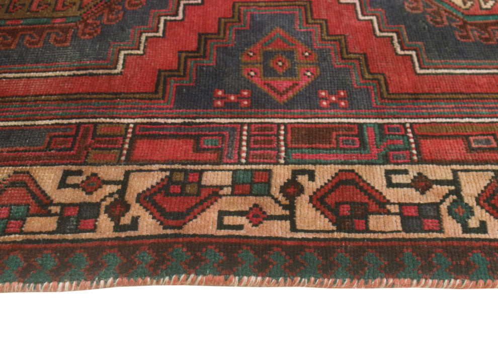 Fine Vintage Distressed Rama Red/Navy Runner, 3'2x10'7
