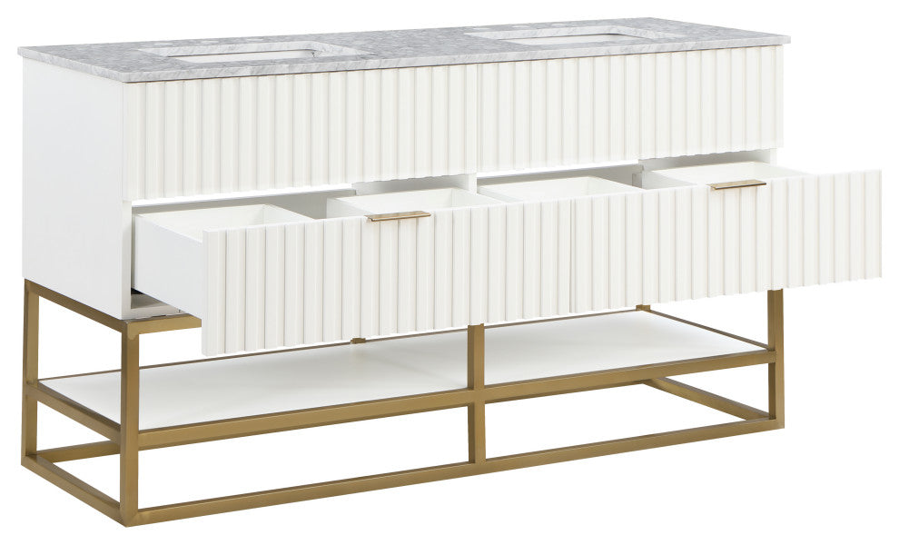 Monad Bathroom Vanity, White, 60" Wide