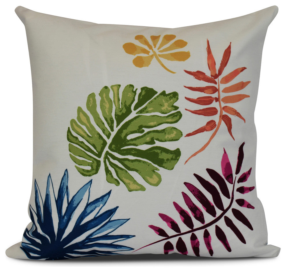 20x20", Brambles, Floral Print Outdoor Pillow, Coral