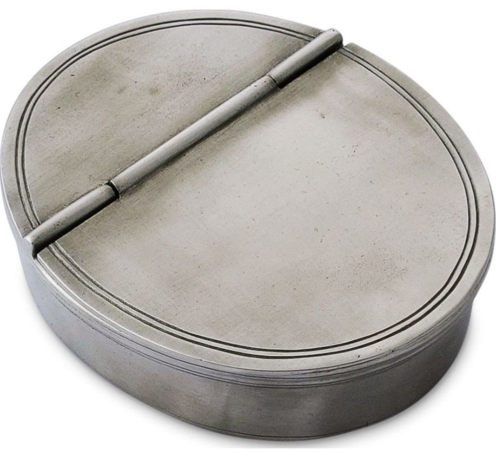 Match Oval Lidded Cigar Ash Tray, Pewter