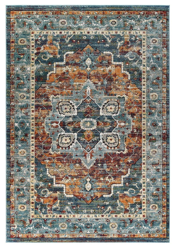 Tribute Diantha Distressed Vintage Floral Persian Medallion 8x10 Area Rug