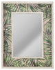 Tropical Leaves Print Distressed White Raised Lip Double Framed Accent Mirror