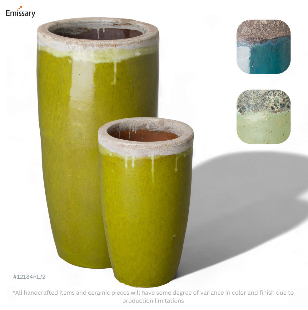 Tall Round Pot,  Reef/Lime 14X27"H
