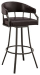 Palmdale 26" Swivel Brown Faux Leather and Java Brown Metal Bar Stool