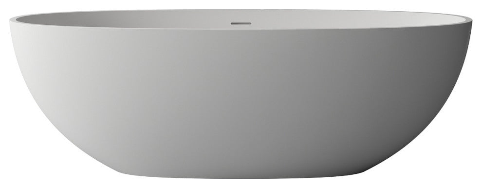 69" Solid Surface Freestanding Non-Whirlpool Soaking Bathtub, White