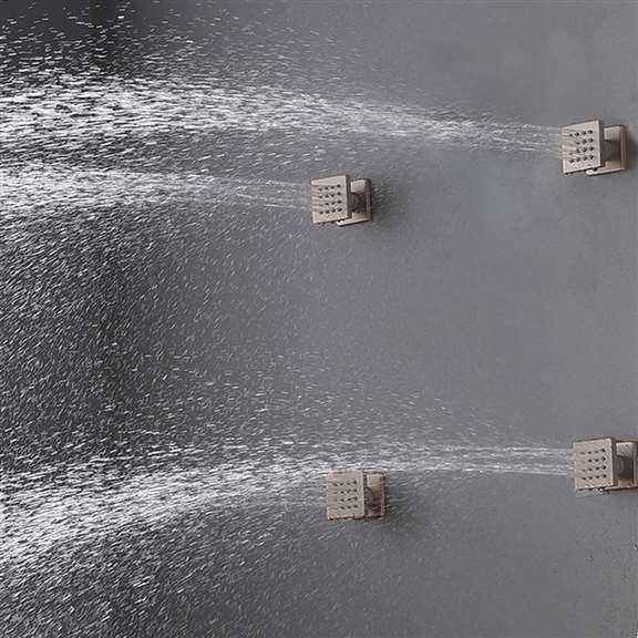 Fontana Mugla 22" Brushed Nickel LED Thermostatic Waterfall Rain Shower Head