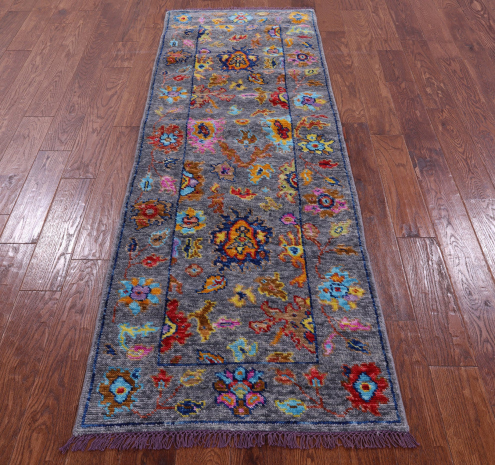 Runner Handmade Turkish Oushak Wool Rug 2' 7" X 7' 6" - Q16128