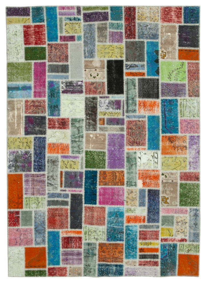 Rug N Carpet - Hand-Knotted Anatolian 6' 9" x 9' 8" Wool Patchwork Area Rug