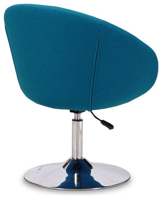 Set of 2 Accent Chair, Adjustable Cushioned Seat & Curved Back, Blue Fabric